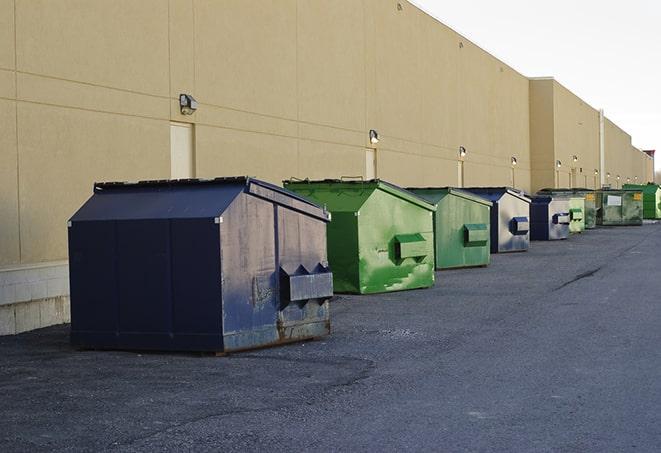 an arrangement of durable and robust disposal containers utilized on a construction project in Albertson